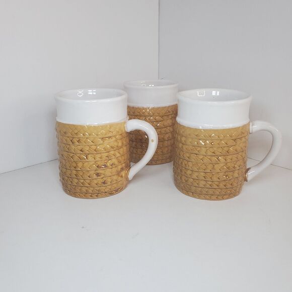 Vintage Rare 1964 Holt Howard Rope Mug Set Japan Unique Cottage Faux Braid - Picture 1 of 8